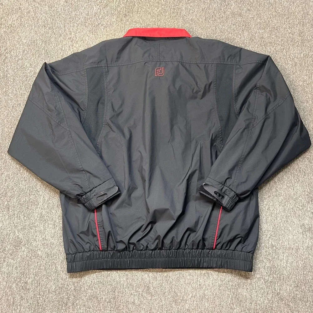 FootJoy DryJoys Mens Golf Jacket Black Red Full‎ Zip Windbreaker Size M 000